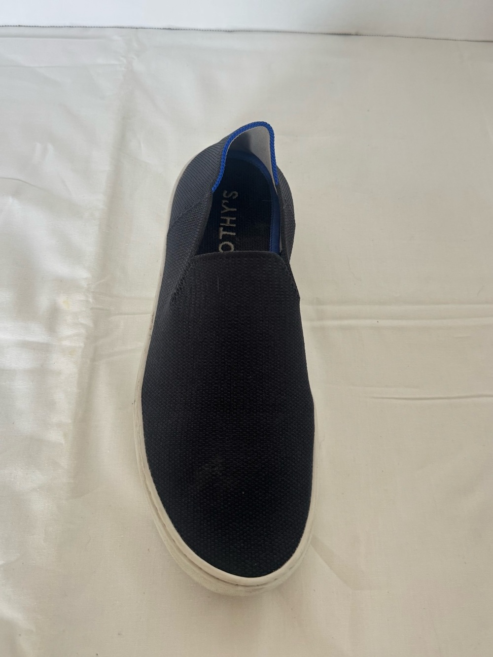 Rothy's Black Slip-On Sneakers with Blue Accent Size 7.5 - Picture 6 of 11